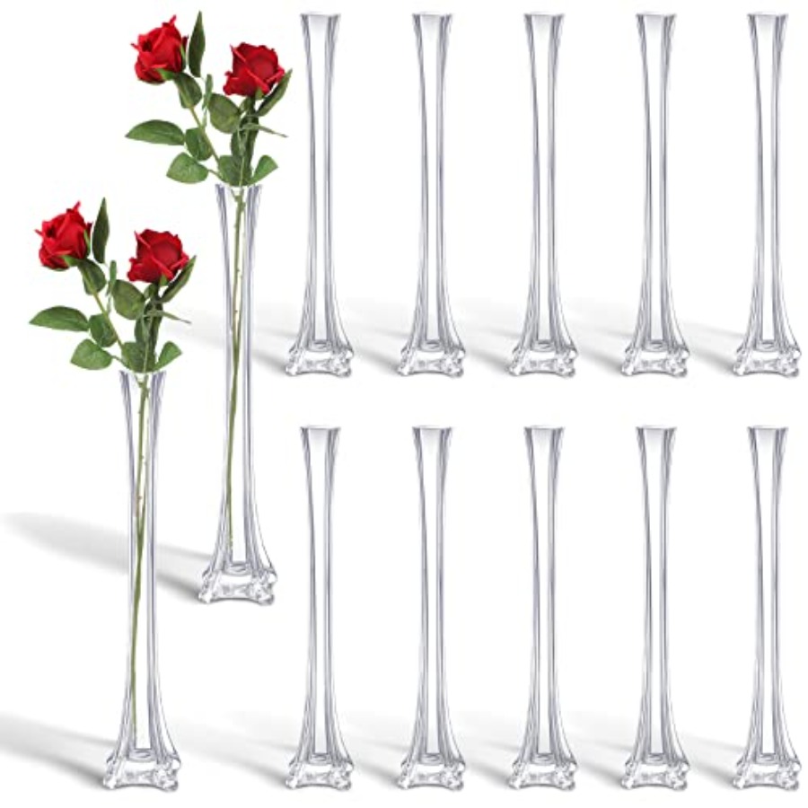 Fluted Vase Tall - Wedding centerpiece vases: 12 pcs clear