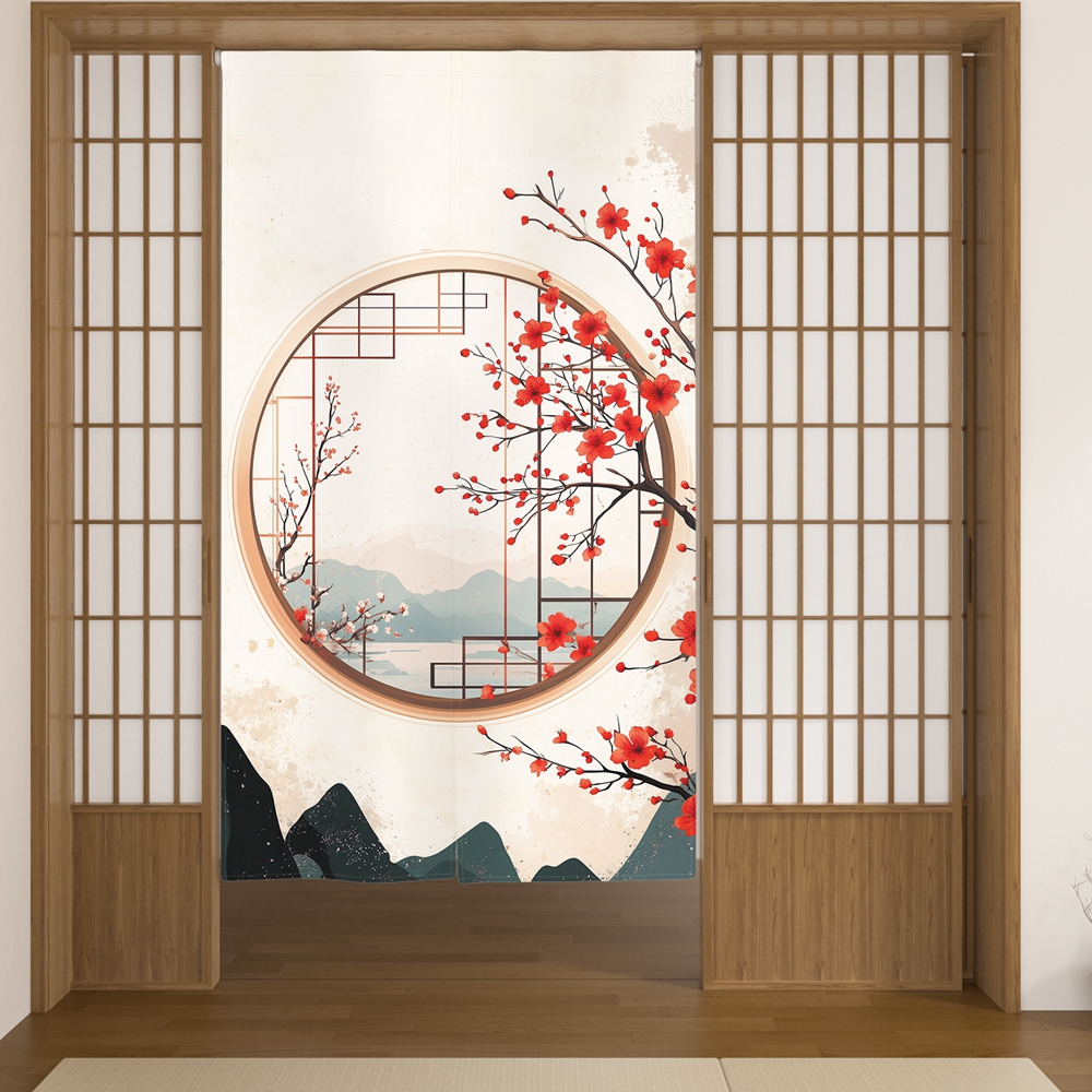 Japanese Door Curtain Cherry B - Interior Design Zen Style avaliação e preço