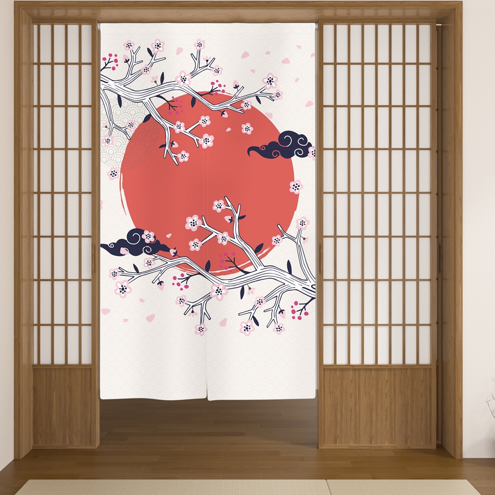 Japanese Door Curtain Cherry B - Interior Design Zen Style avaliação e preço
