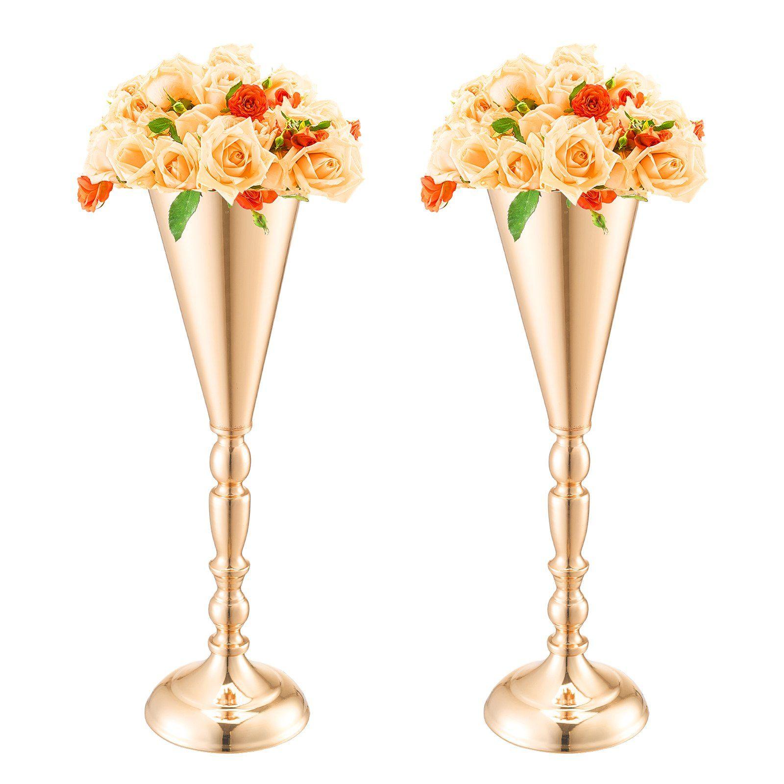 Set of 10 16.9in High Gold Flu - Fluted Vase Tall avaliação e preço