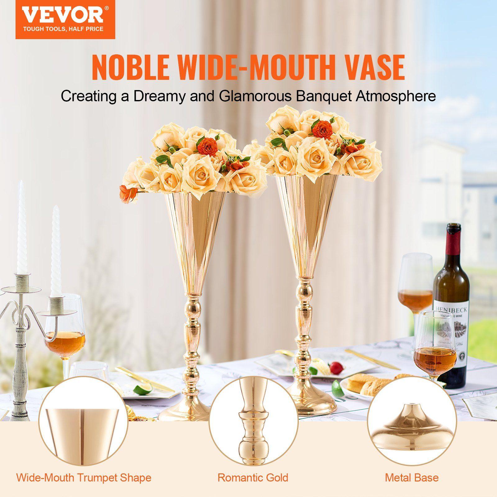 Set of 10 16.9in High Gold Flu - Fluted Vase Tall avaliação e preço