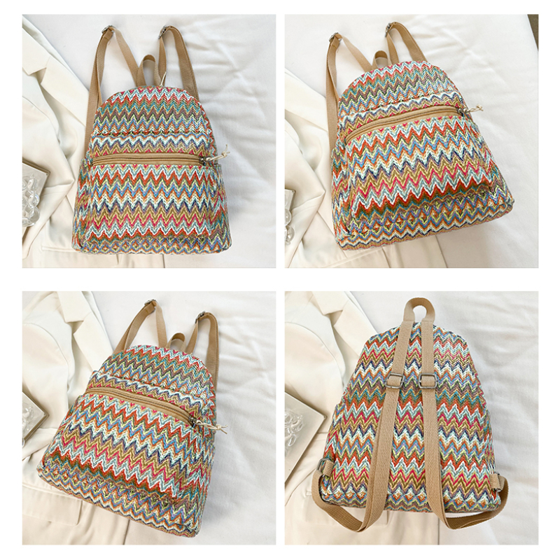 Colorful Grass Woven Backpack  - Interior Design Women avaliação e preço